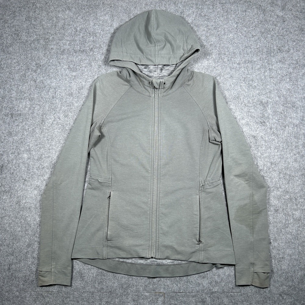 Lululemon Hoodie Women's Size 8 Grey Full Zip Pockets Thumb Holes Drawstring
